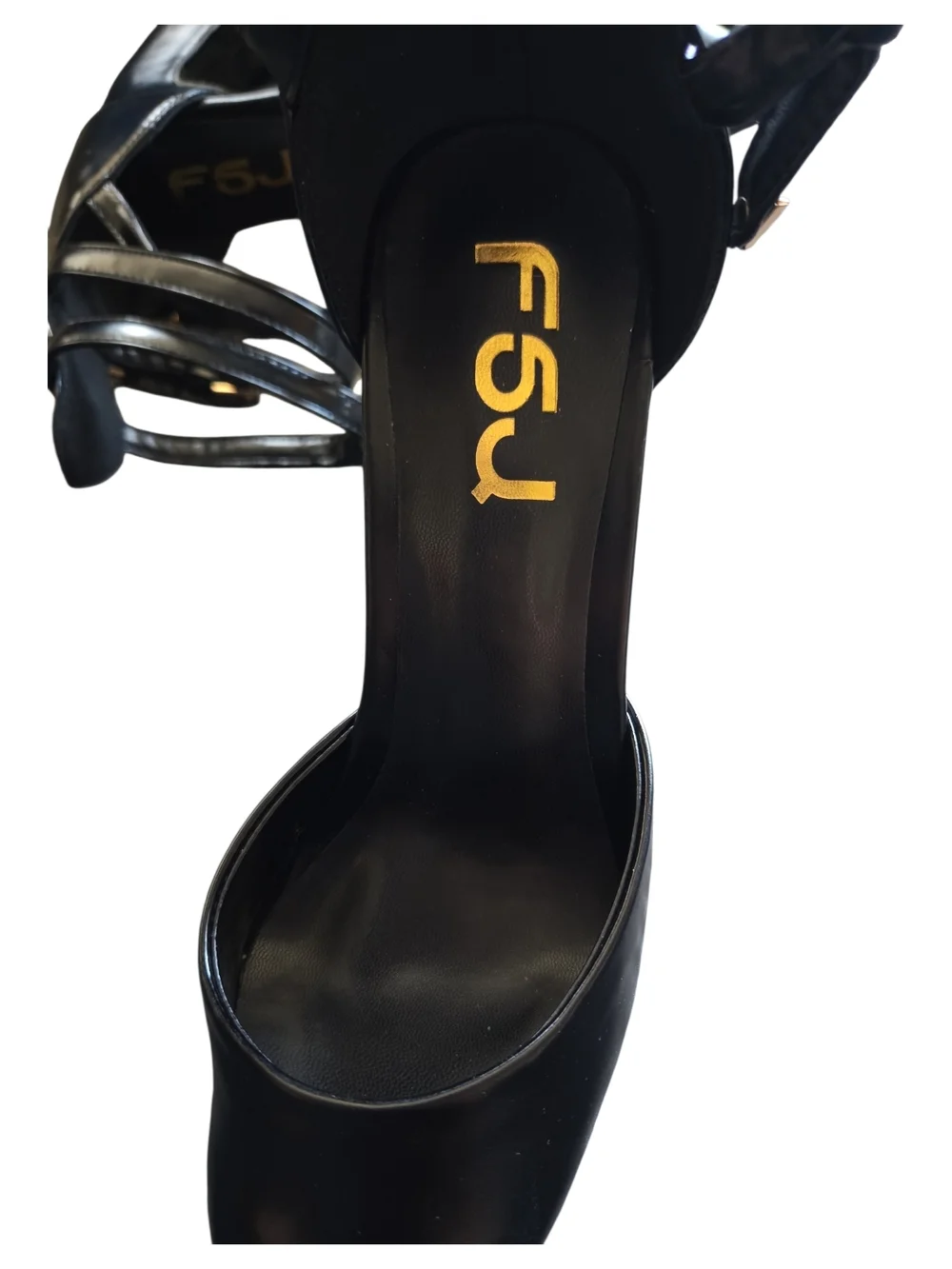 FSJ Black Platform Strappy Pump